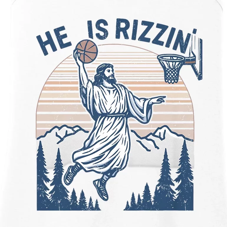 He Is Risen Rizzin Easter Jesus Christian Faith Basketball Ladies Essential Tank