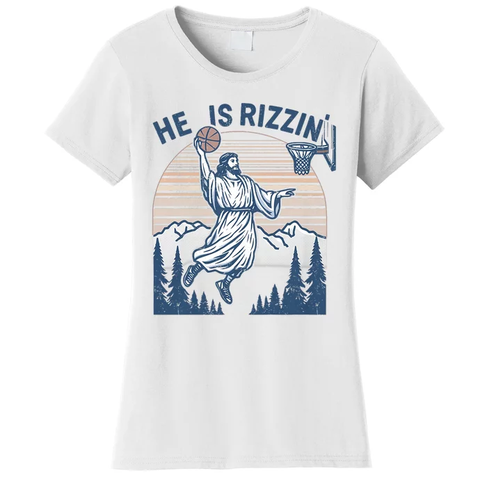 He Is Risen Rizzin Easter Jesus Christian Faith Basketball Women's T-Shirt