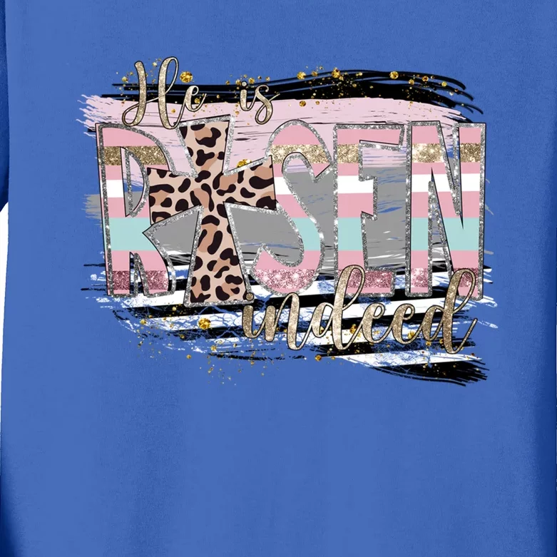 He Is Risen Jesus Christian Happy Easter Leopard Gift Kids Long Sleeve Shirt