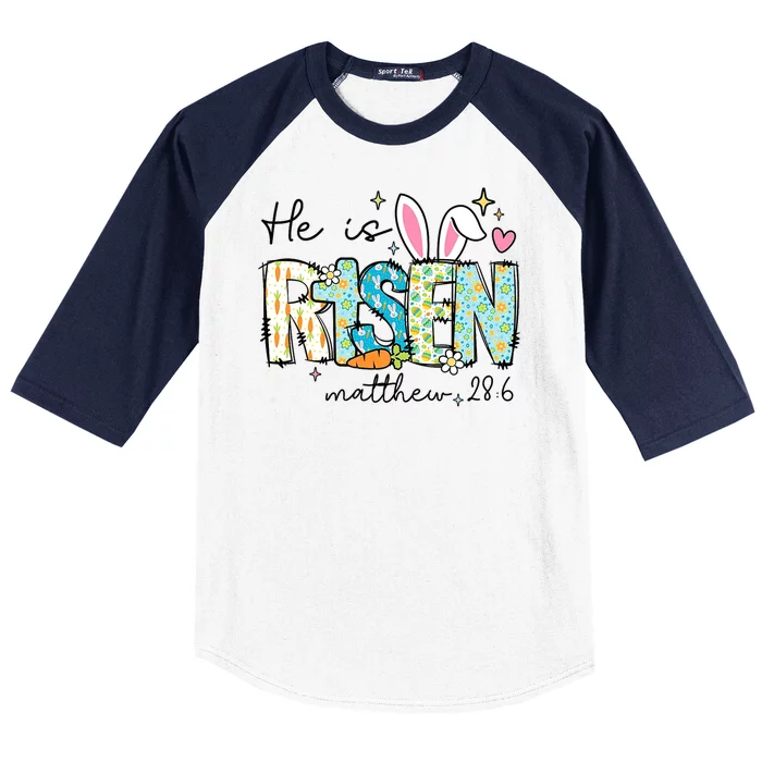 He Is Risen Jesus Christian Happy Easter Day Baseball Sleeve Shirt