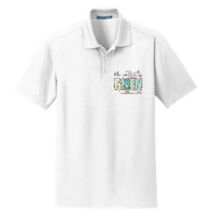 He Is Risen Jesus Christian Happy Easter Day Dry Zone Grid Performance Polo