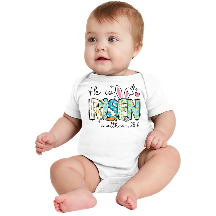 He Is Risen Jesus Christian Happy Easter Day Baby Bodysuit