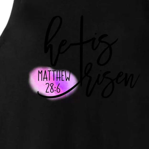 He Is Risen Matthew 28 6 Easter Day Good Friday Cross Design Gift Ladies Tri-Blend Wicking Tank