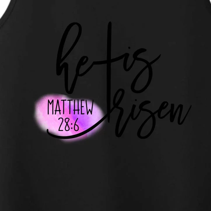 He Is Risen Matthew 28 6 Easter Day Good Friday Cross Design Gift Performance Tank