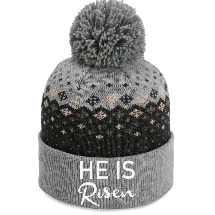 He Is Risen Christian Graphic Faith Easter The Baniff Cuffed Pom Beanie