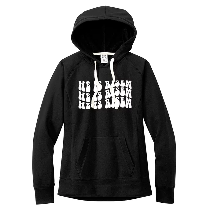 He Is Risen Jesus Retro Groovy Easter Women's Fleece Hoodie