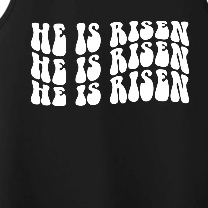 He Is Risen Jesus Retro Groovy Easter Performance Tank