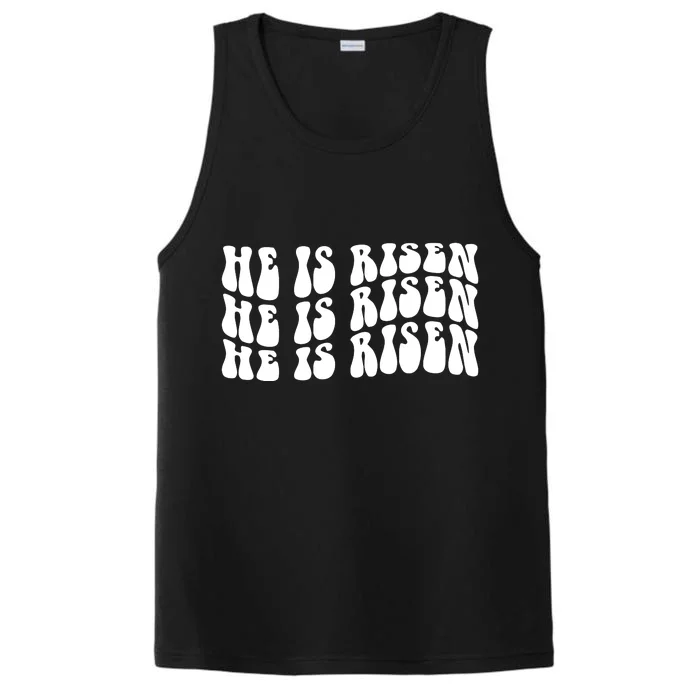 He Is Risen Jesus Retro Groovy Easter Performance Tank