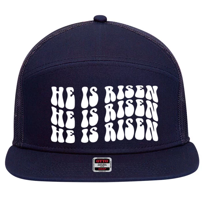 He Is Risen Jesus Retro Groovy Easter 7 Panel Mesh Trucker Snapback Hat