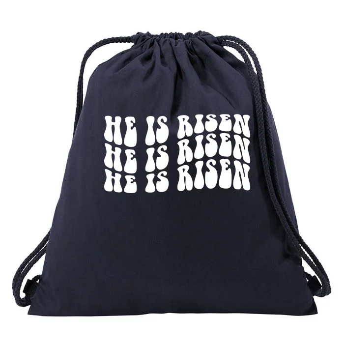 He Is Risen Jesus Retro Groovy Easter Drawstring Bag