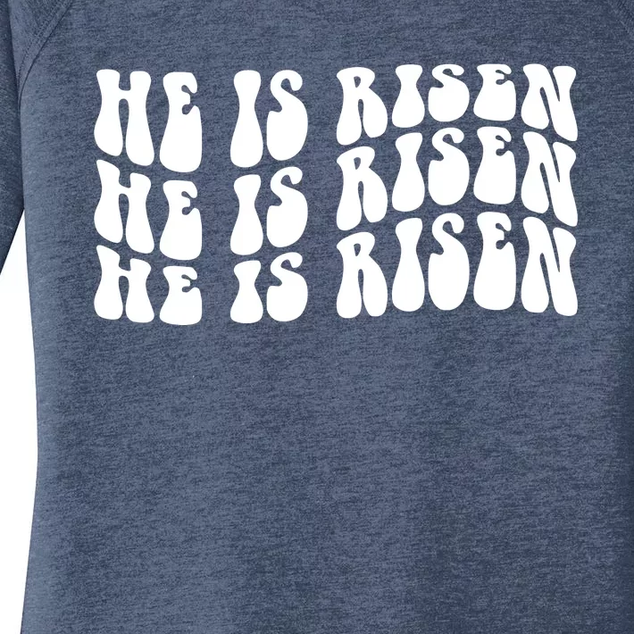 He Is Risen Jesus Retro Groovy Easter Women's Perfect Tri Tunic Long Sleeve Shirt