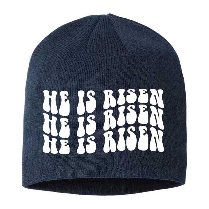 He Is Risen Jesus Retro Groovy Easter 8 1/2in Sustainable Knit Beanie