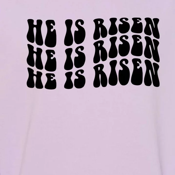 He Is Risen Jesus Retro Groovy Easter Garment-Dyed Sweatshirt