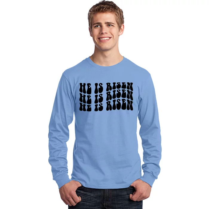 He Is Risen Jesus Retro Groovy Easter Long Sleeve Shirt