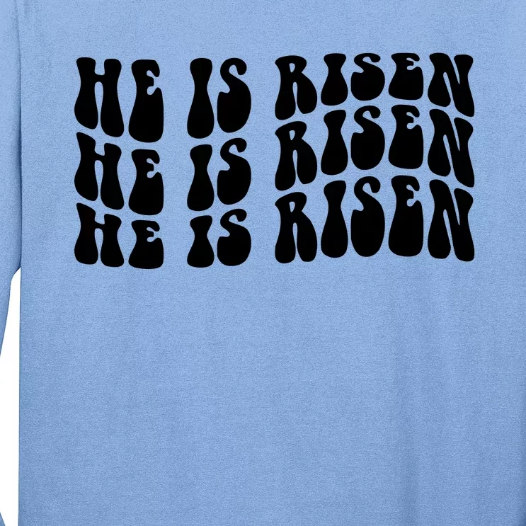 He Is Risen Jesus Retro Groovy Easter Long Sleeve Shirt