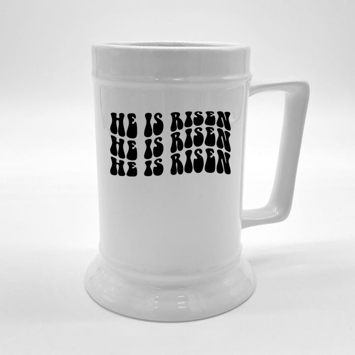 He Is Risen Jesus Retro Groovy Easter Front & Back Beer Stein