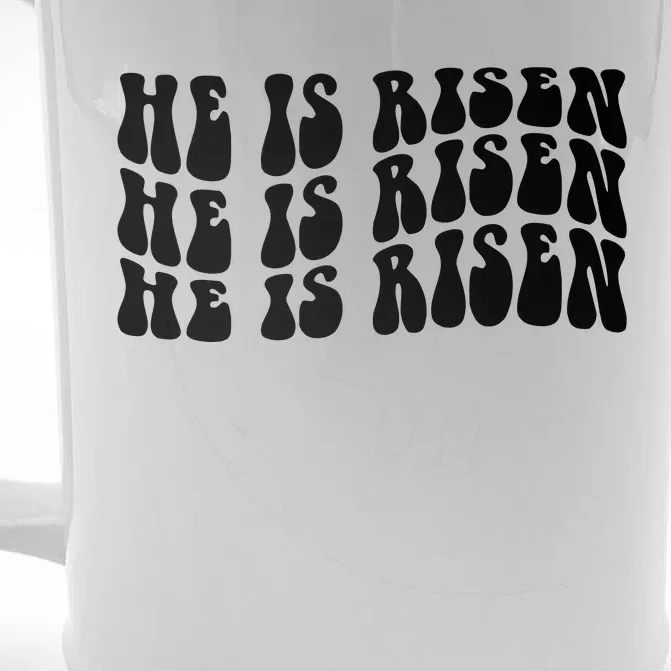 He Is Risen Jesus Retro Groovy Easter Front & Back Beer Stein