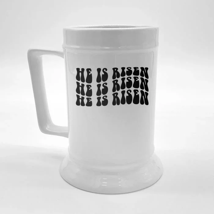 He Is Risen Jesus Retro Groovy Easter Front & Back Beer Stein