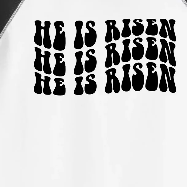 He Is Risen Jesus Retro Groovy Easter Toddler Fine Jersey T-Shirt