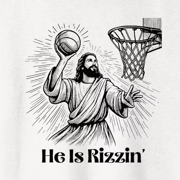 He Is Rizzin Funny Basketball Retro Christian Easter Women's Crop Top Tee