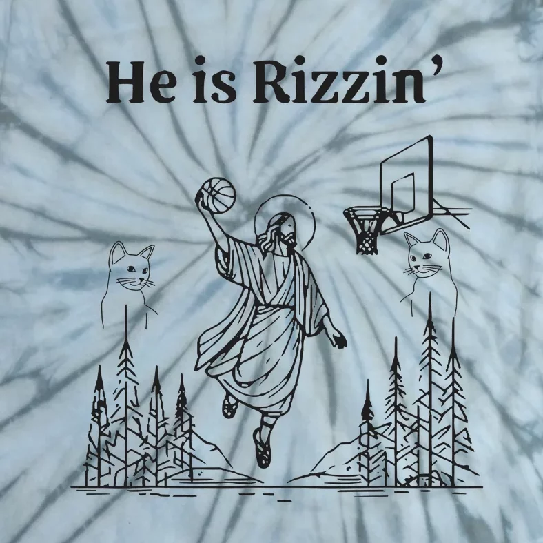 He Is Rizzin Funny Basketball Retro Christian Religious Tie-Dye T-Shirt