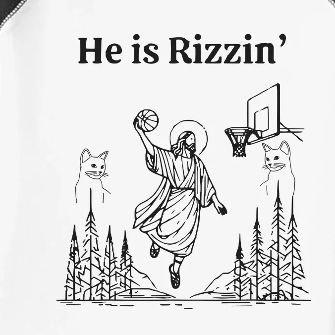 He Is Rizzin Funny Basketball Retro Christian Religious Infant Baby Jersey Bodysuit