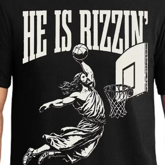 He Is Rizzin Jesus Playing Basketball Pajama Set