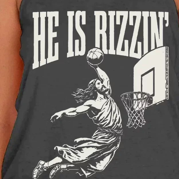 He Is Rizzin Jesus Playing Basketball Women's Knotted Racerback Tank