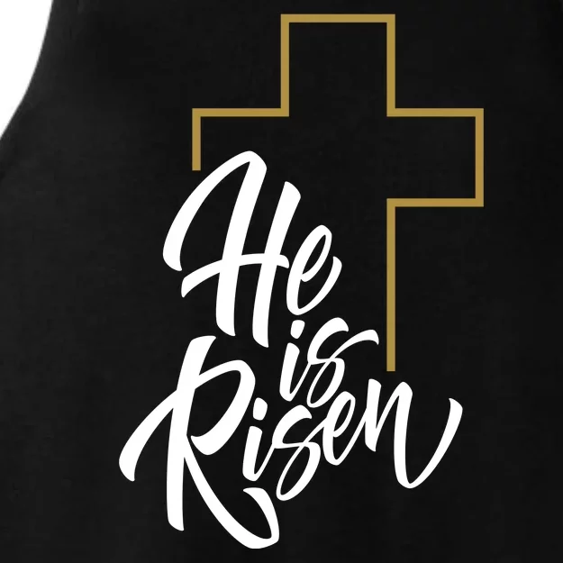 He Is Risen Easter Cross Christian Ladies Tri-Blend Wicking Tank