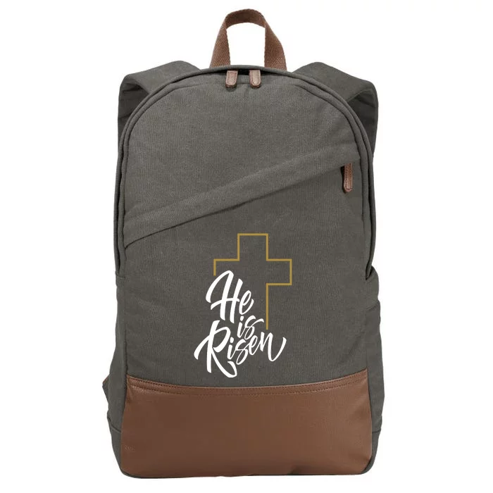 He Is Risen Easter Cross Christian Cotton Canvas Backpack