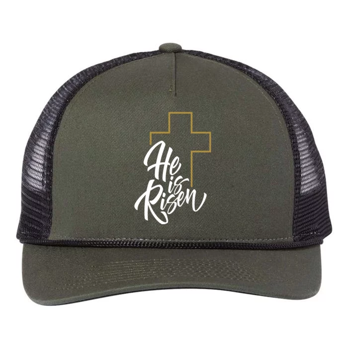 He Is Risen Easter Cross Christian Retro Rope Trucker Hat Cap