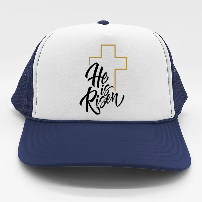 He Is Risen Easter Cross Christian Trucker Hat