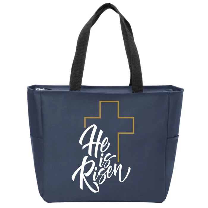 He Is Risen Easter Cross Christian Zip Tote Bag