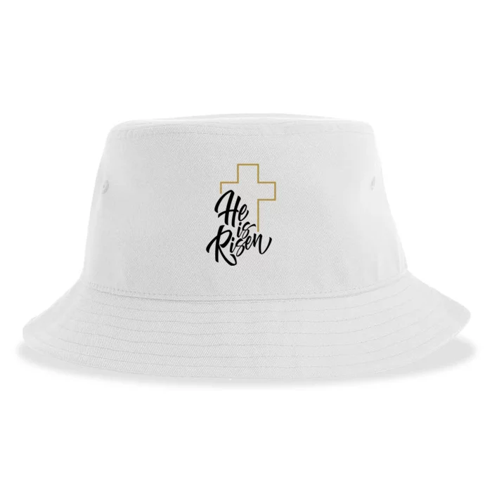 He Is Risen Easter Cross Christian Sustainable Bucket Hat