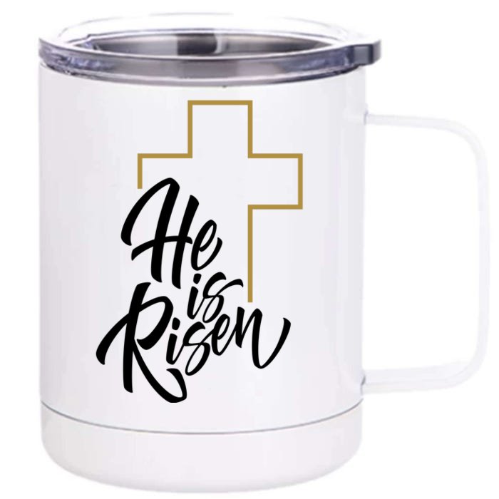 He Is Risen Easter Cross Christian Front & Back 12oz Stainless Steel Tumbler Cup