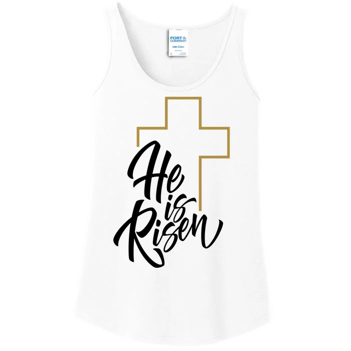 He Is Risen Easter Cross Christian Ladies Essential Tank