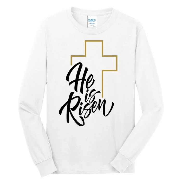 He Is Risen Easter Cross Christian Tall Long Sleeve T-Shirt