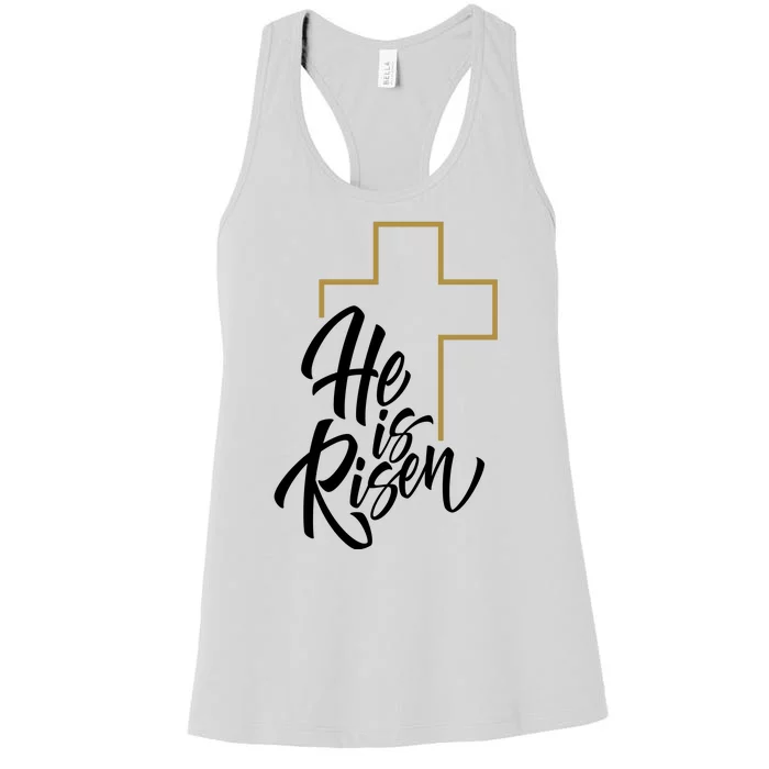 He Is Risen Easter Cross Christian Women's Racerback Tank