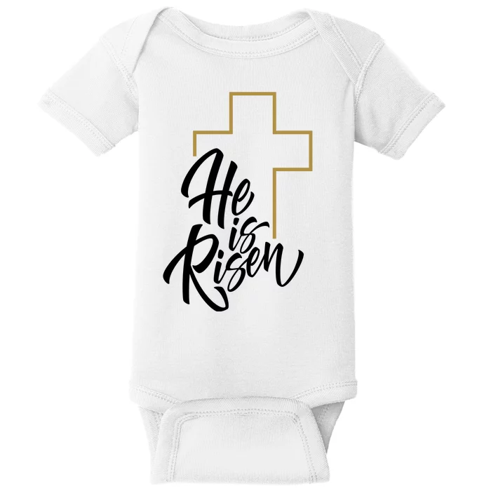 He Is Risen Easter Cross Christian Baby Bodysuit