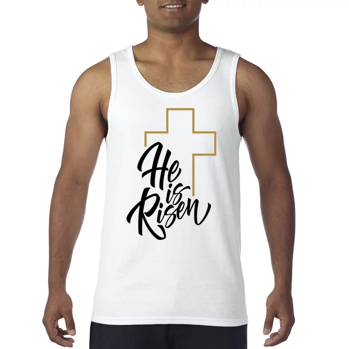 He Is Risen Easter Cross Christian Tank Top