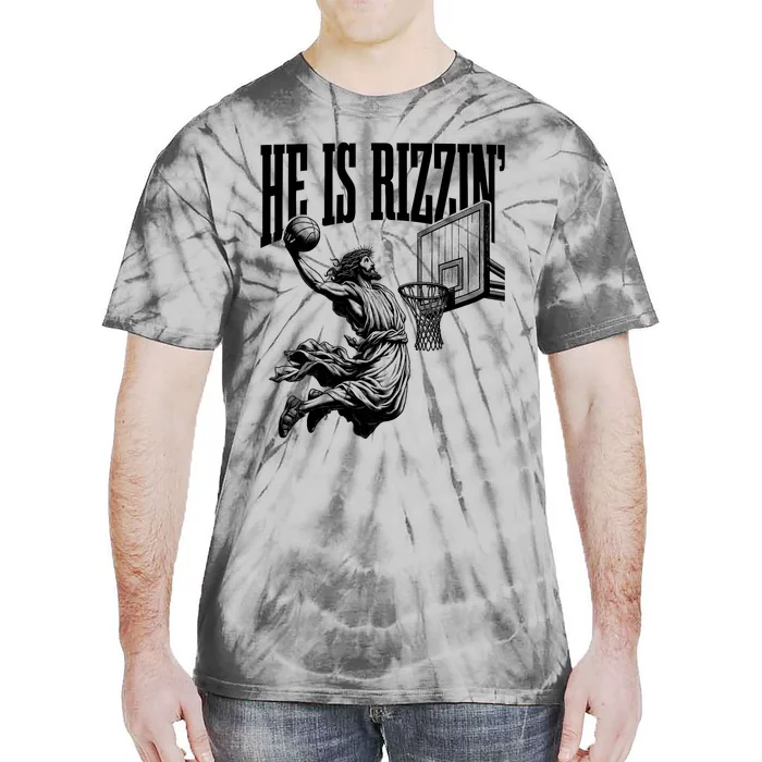 He Is Rizzin Funny Jesus Basketball Easter Meme Tie-Dye T-Shirt