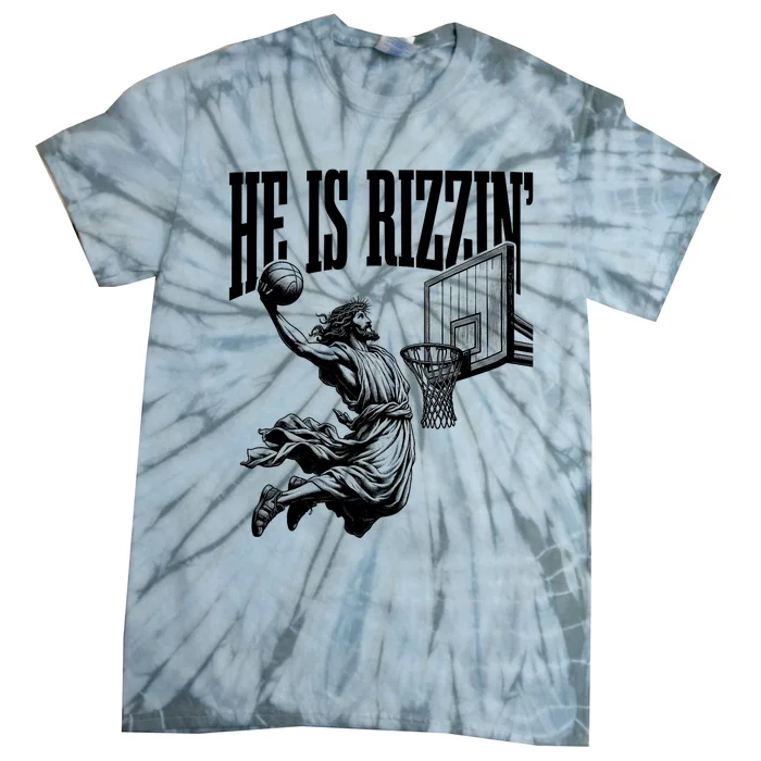 He Is Rizzin Funny Jesus Basketball Easter Meme Tie-Dye T-Shirt