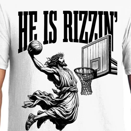 He Is Rizzin Funny Jesus Basketball Easter Meme Pajama Set