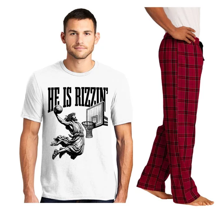 He Is Rizzin Funny Jesus Basketball Easter Meme Pajama Set