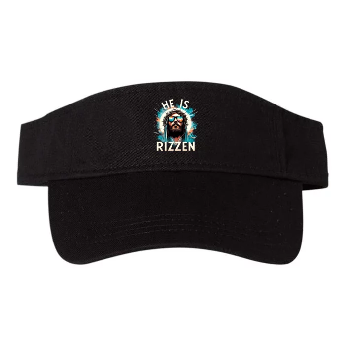 He Is Rizzen Jesus Is Rizzen Retro Jesus Christian Religious Valucap Bio-Washed Visor