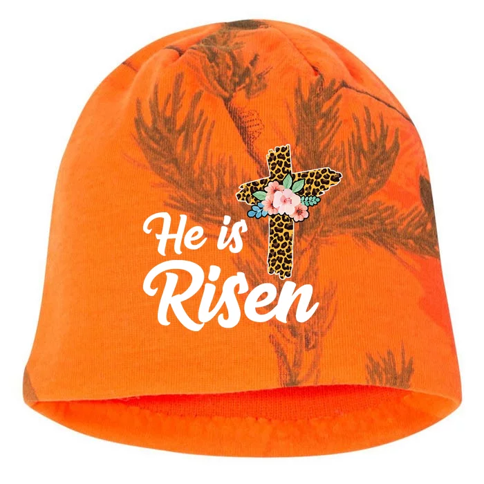 He Is Risen Jesus Christ Easter Cross Kati - Camo Knit Beanie