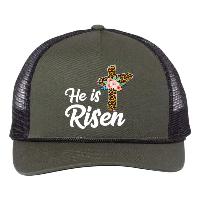 He Is Risen Jesus Christ Easter Cross Retro Rope Trucker Hat Cap