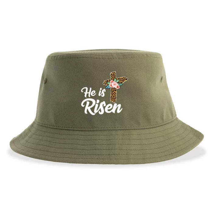 He Is Risen Jesus Christ Easter Cross Sustainable Bucket Hat