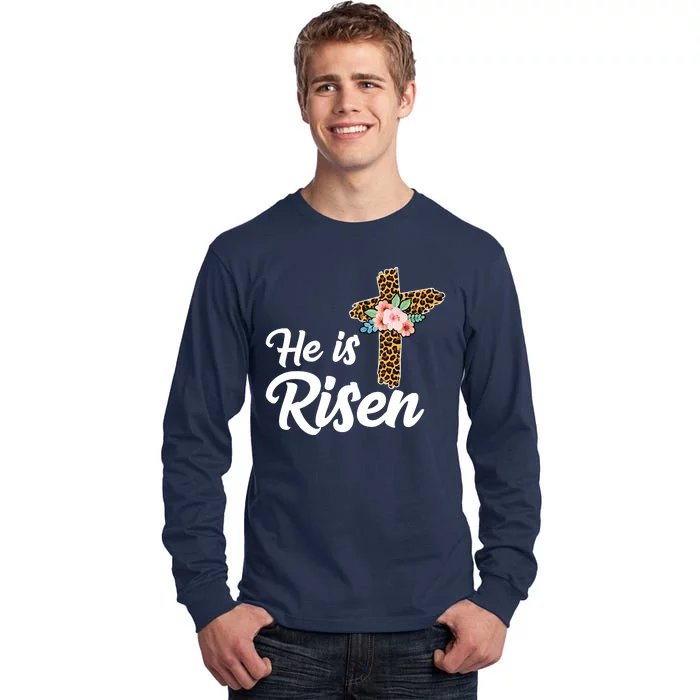 He Is Risen Jesus Christ Easter Cross Tall Long Sleeve T-Shirt