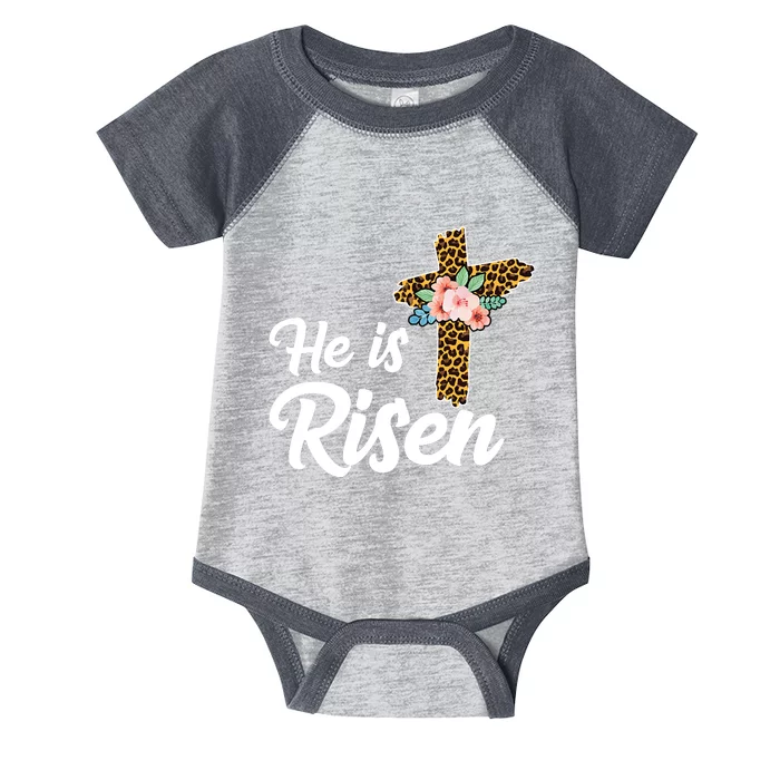 He Is Risen Jesus Christ Easter Cross Infant Baby Jersey Bodysuit